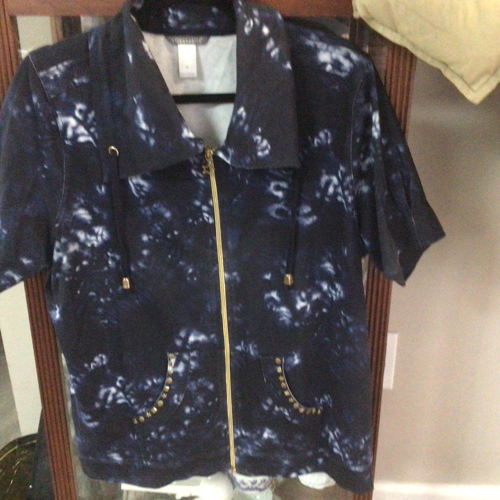 Christopher & Banks Threehearts short sleeve zippered jacket XL